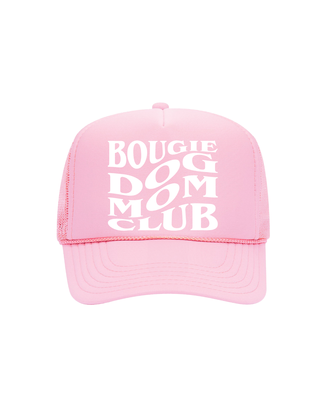 Bougie Dog Mom Trucker- "Light Pink&White"