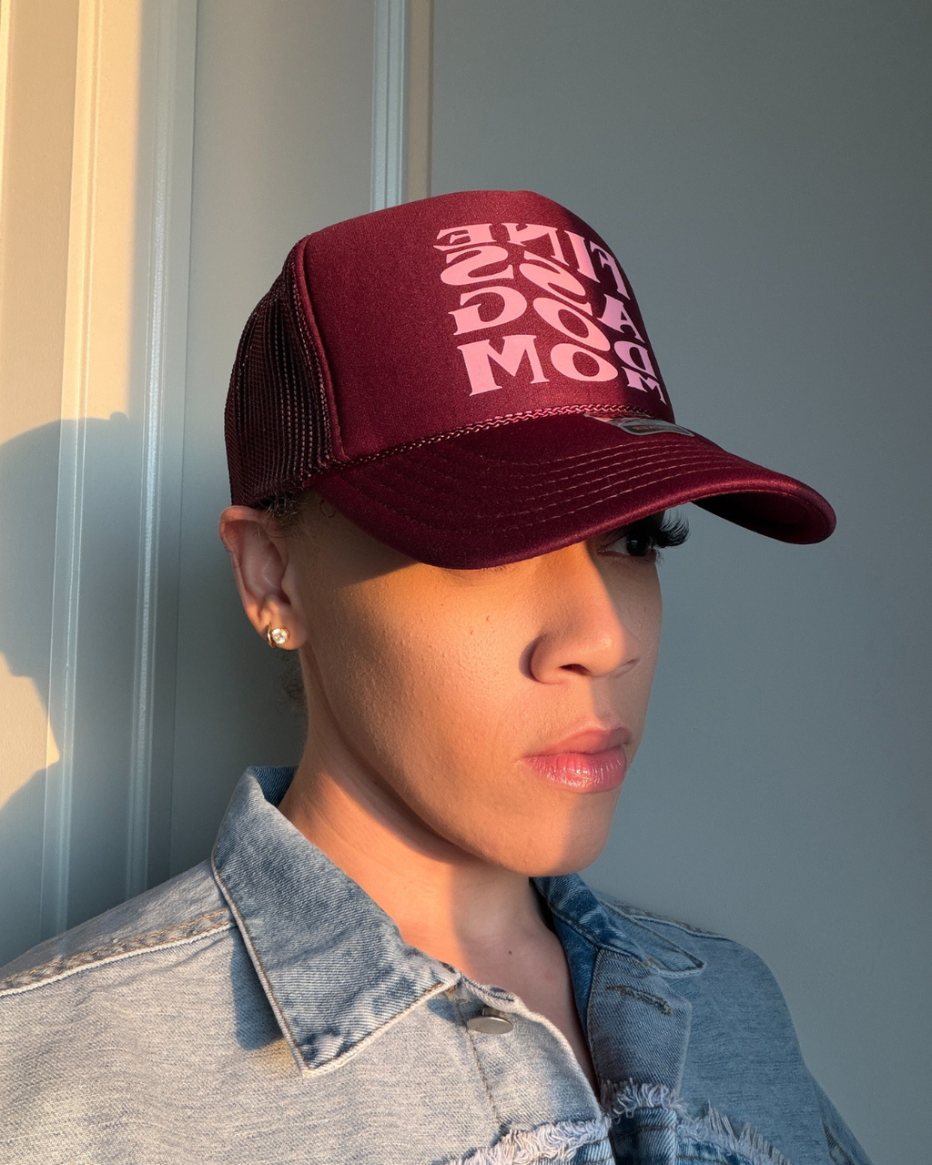 Fine A$$ Dog Mom Trucker- "Maroon&Pink"