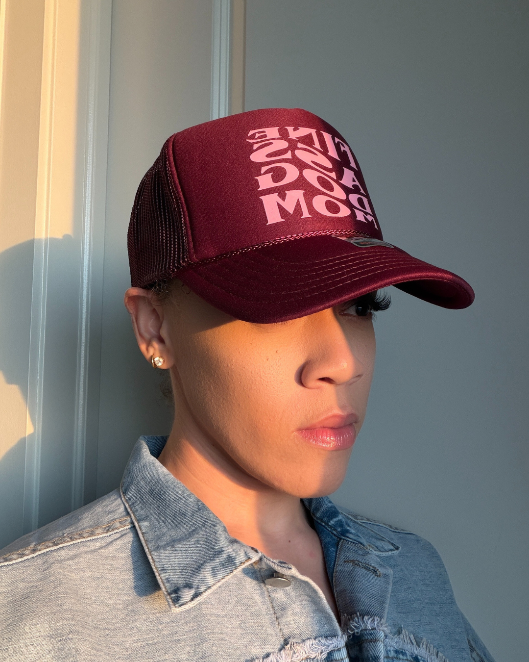 Fine A$$ Dog Mom Trucker- "Maroon&Pink"