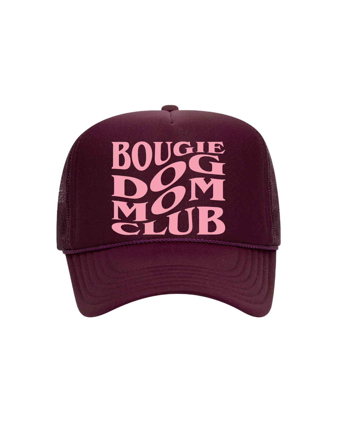 Bougie Dog Mom Trucker- "Maroon&Pink"