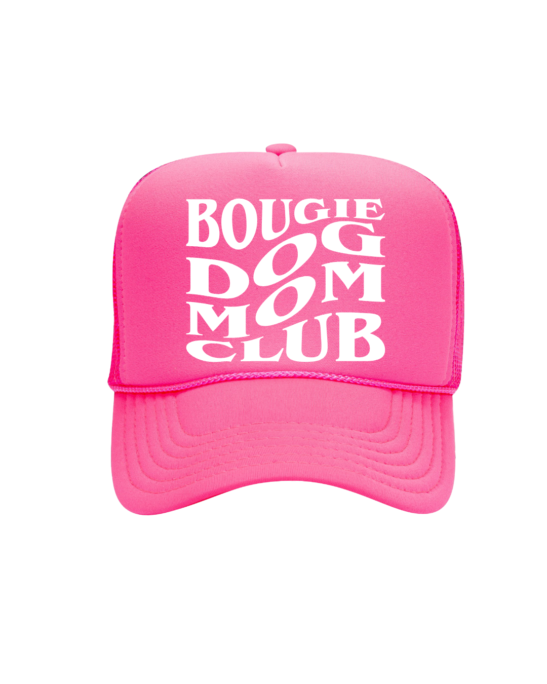 Bougie Dog Mom Trucker- "Hot Pink&White"