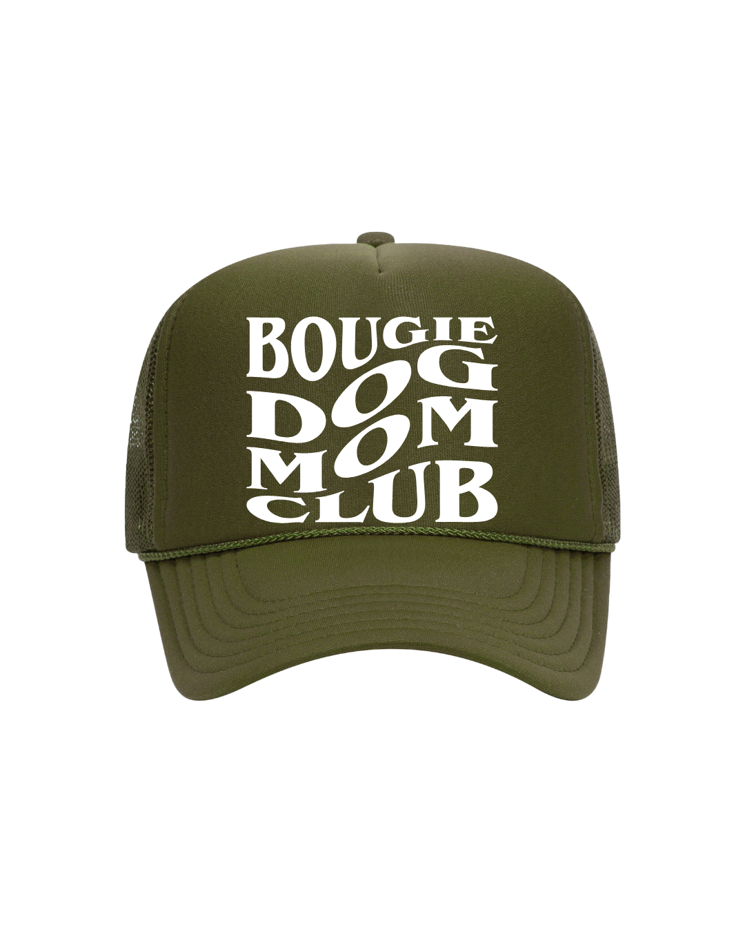 Bougie Dog Mom Trucker- "Olive& White"