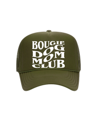 Bougie Dog Mom Trucker- "Olive& White"