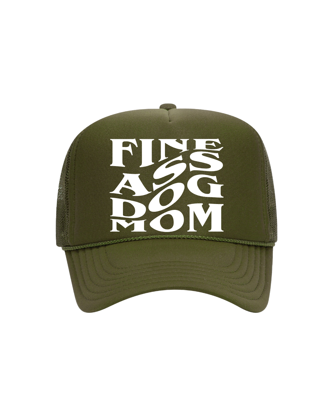 Fine A$$ Dog Mom Trucker- "Olive Green&White"