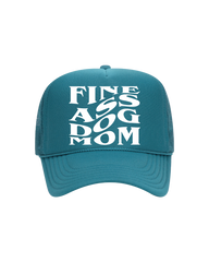 Fine A$$ Dog Mom Trucker- "Turquoise&White"