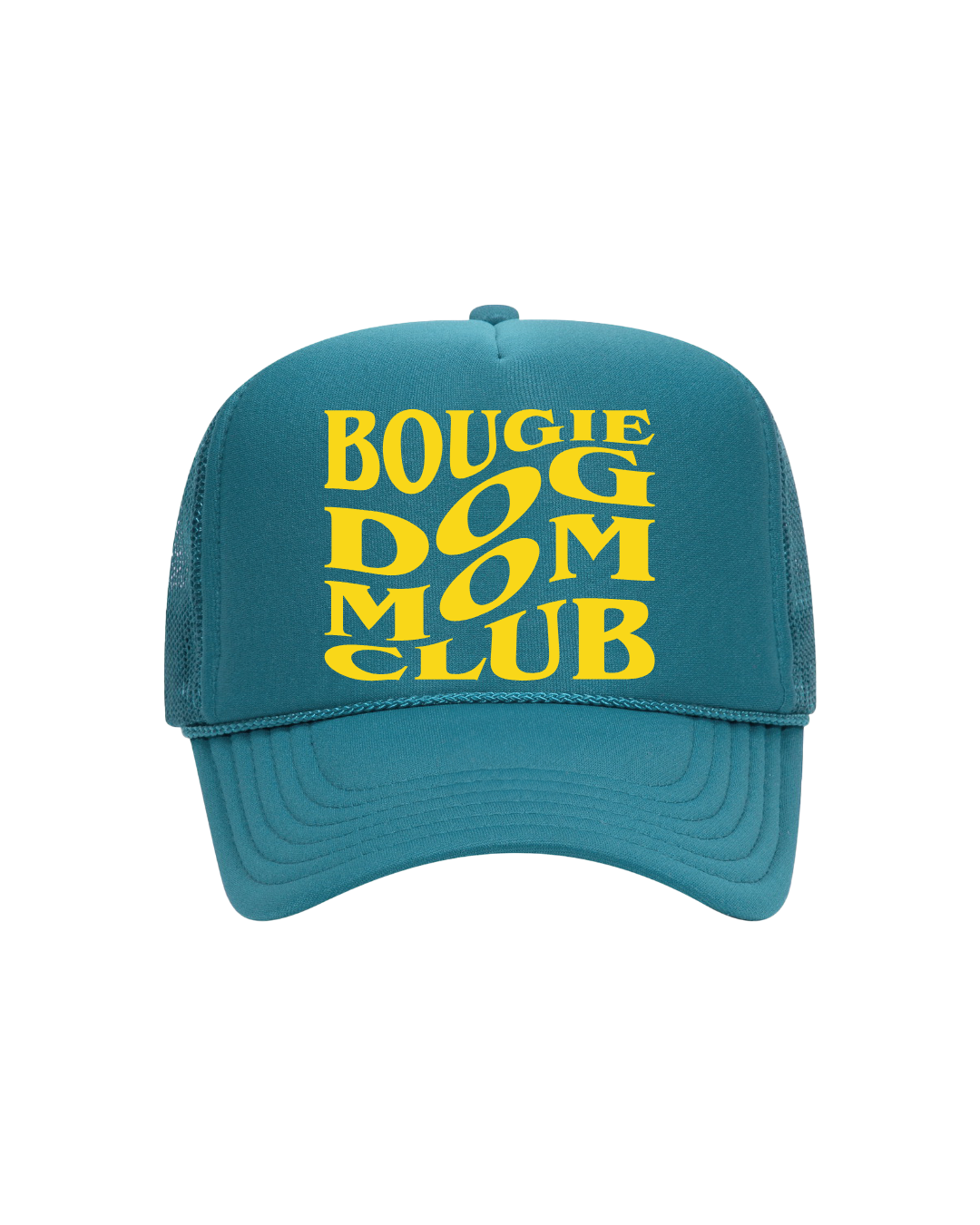 Bougie Dog Mom Trucker- "Turquoise&Yellow"