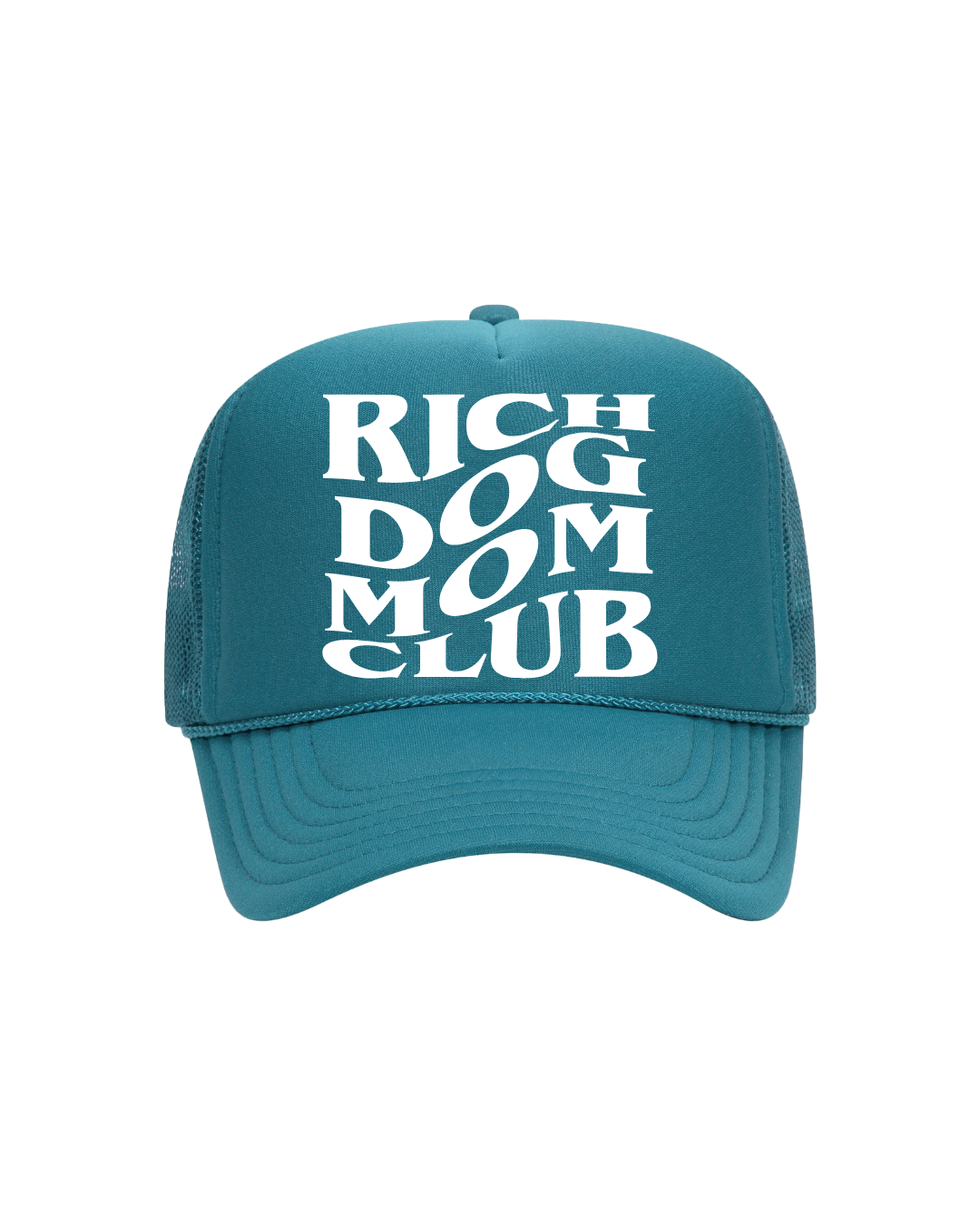 Rich Dog Mom Trucker- "Turquoise&White"