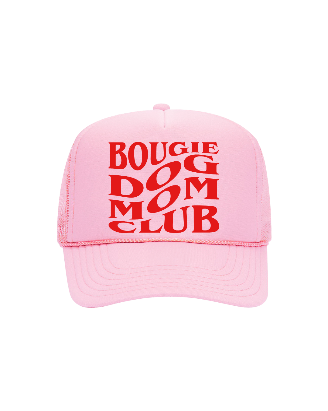 Bougie Dog Mom Trucker- "Light Pink&Red"