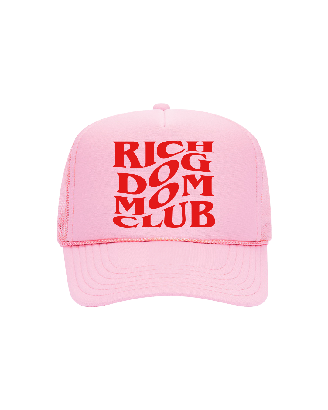 Rich Dog Mom Club Trucker-"Light Pink&Red"